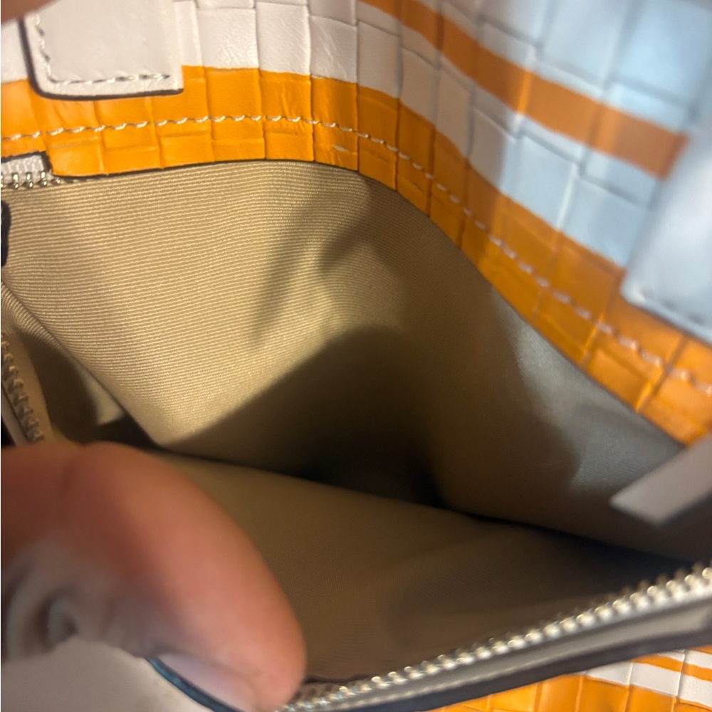 Coach Orange and White Striped Satchel - Picture 3 of 4